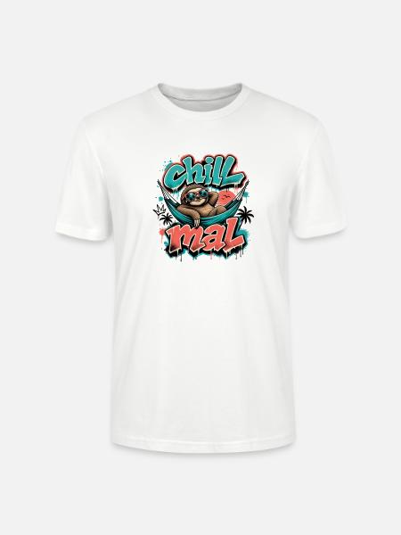 Chill Times Cool Sloth Graffiti Design - Stanley/Stella CRAFTER Unisex Organic T-Shirt - white