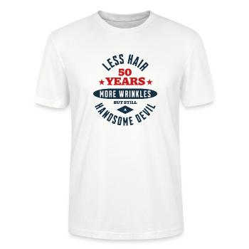 50e anniversaire Devil - T-shirt bio CRAFTER Stanley Stella Unisexe - blanc - Devant - Alina (178cm) & Michal (187cm)