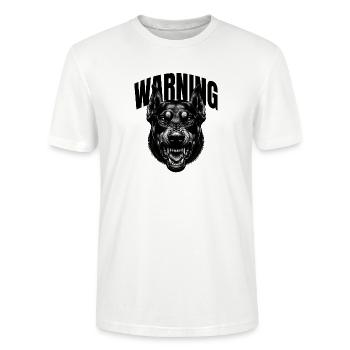 Dog Warning - Stanley/Stella CRAFTER Unisex Organic T-Shirt - white - Front - Alina (178cm) & Michal (187cm)