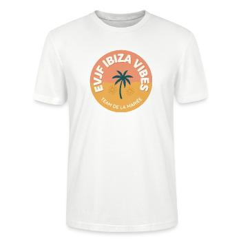 EVJF Ibiza Badge Team Mariée - T-shirt bio CRAFTER Stanley Stella Unisexe - blanc - Devant - Alina (178cm) & Michal (187cm)
