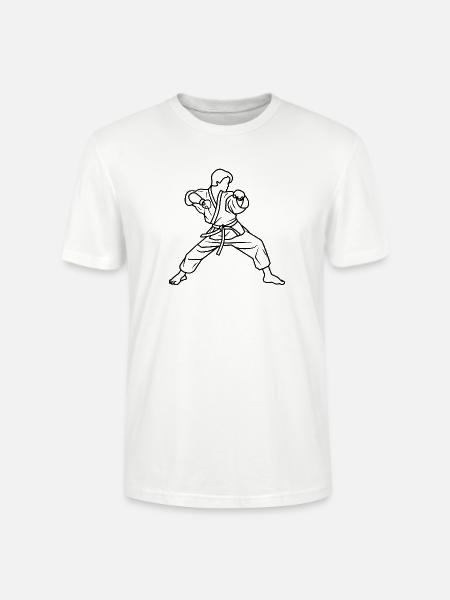 Karateka Linienskizze - Stanley/Stella Unisex Bio-T-Shirt CRAFTER - Weiß