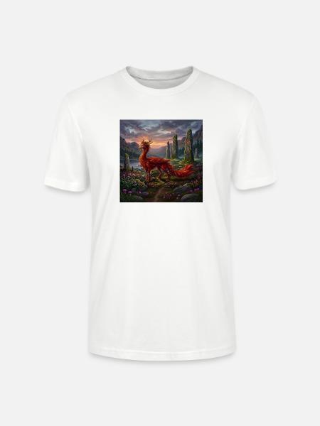 Roter Drache auf Mystischen Feldern - Stanley/Stella Unisex Bio-T-Shirt CRAFTER - Weiß