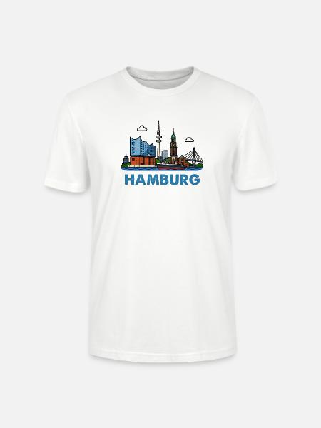 Hamburg Skyline Stadt - Stanley/Stella Unisex Bio-T-Shirt CRAFTER - Weiß