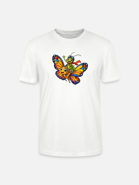 Schmetterling und Grashüpfer - Stanley/Stella Unisex Bio-T-Shirt CRAFTER - Weiß