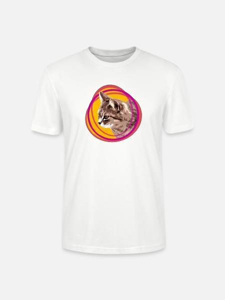 Katzengesicht im Psychedelic-Ring - Stanley/Stella Unisex Bio-T-Shirt CRAFTER - Weiß