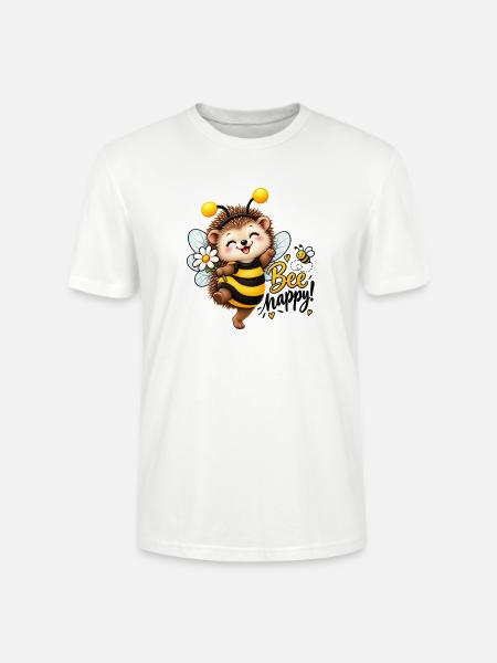 Biene Glücks-Igel Cartoon - Stanley/Stella Unisex Bio-T-Shirt CRAFTER - Weiß