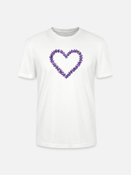 Lavendelherz aus violetten Blüten - Stanley/Stella Unisex Bio-T-Shirt CRAFTER - Weiß
