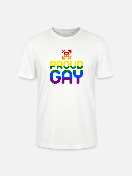 Proud Gay (farbenfroh) - Stanley/Stella Unisex Bio-T-Shirt CRAFTER - Weiß