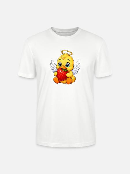 Süße Ente Erdbeere Engel Cartoon - Stanley/Stella Unisex Bio-T-Shirt CRAFTER - Weiß