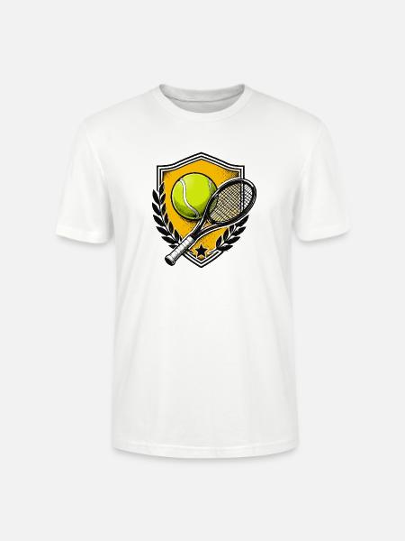 Tennis Schild Ball Schläger Kunst - Stanley/Stella Unisex Bio-T-Shirt CRAFTER - Weiß