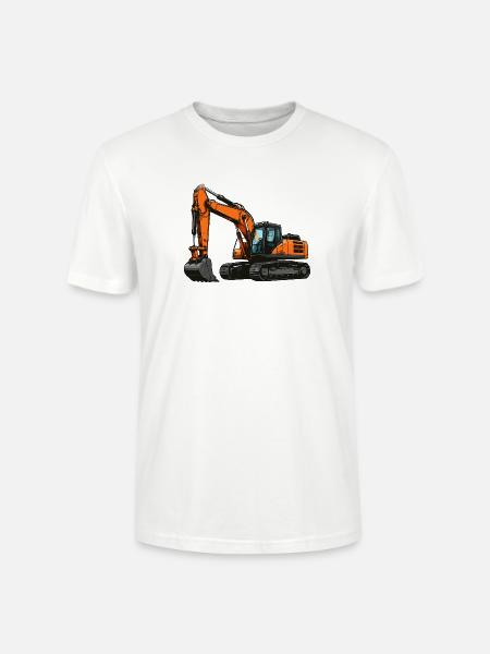  Bagger auf Baustelle - Stanley/Stella Unisex Bio-T-Shirt CRAFTER - Weiß