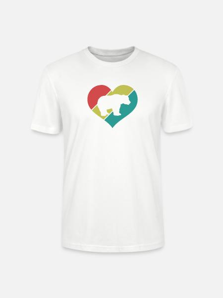 Bär Herz Retro-Style - Stanley/Stella Unisex Bio-T-Shirt CRAFTER - Weiß