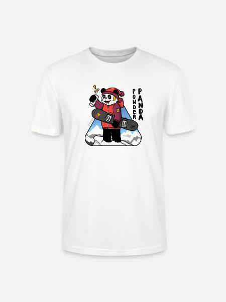 Bold Comic Powder Panda Snowboard-Kunst - Stanley/Stella Unisex Bio-T-Shirt CRAFTER - Weiß