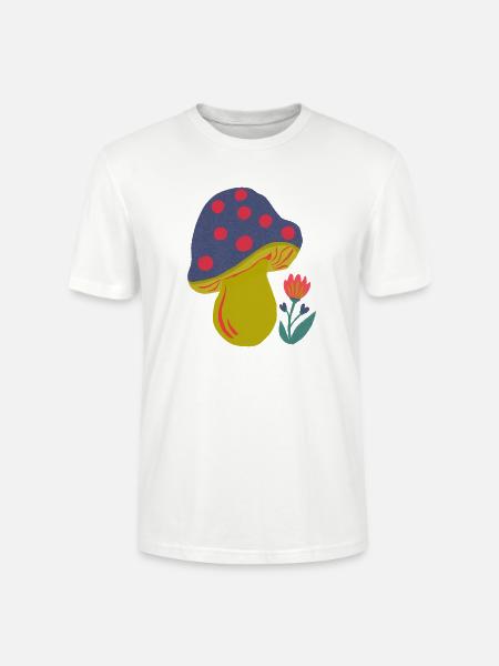 Farbenfroher Pilz mit Blütenakzent - Stanley/Stella Unisex Bio-T-Shirt CRAFTER - Weiß
