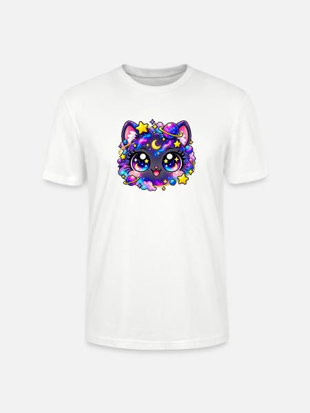 Sternenpastell-Galaktische Katze - Stanley/Stella Unisex Bio-T-Shirt CRAFTER - Weiß