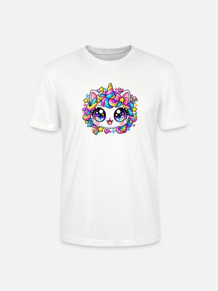 Kawaii Regenbogeneinhorn - Stanley/Stella Unisex Bio-T-Shirt CRAFTER - Weiß