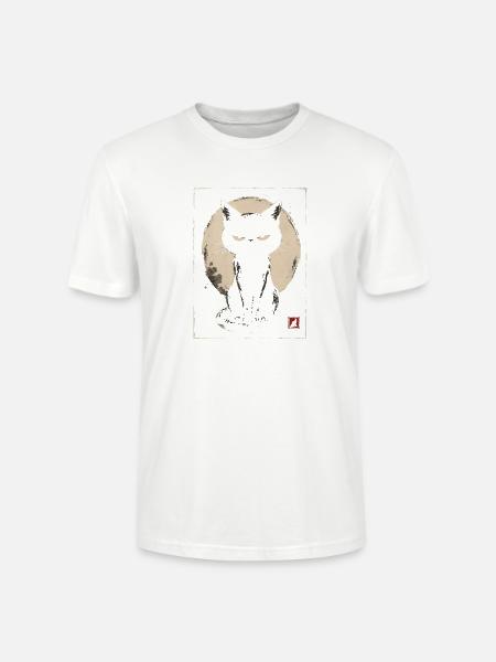 Schwarze Katze Halloween Vollmond - Stanley/Stella Unisex Bio-T-Shirt CRAFTER - Weiß