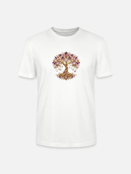 Kristall Lebensbaum – Goldener Baum des Lebens - Stanley/Stella Unisex Bio-T-Shirt CRAFTER - Weiß