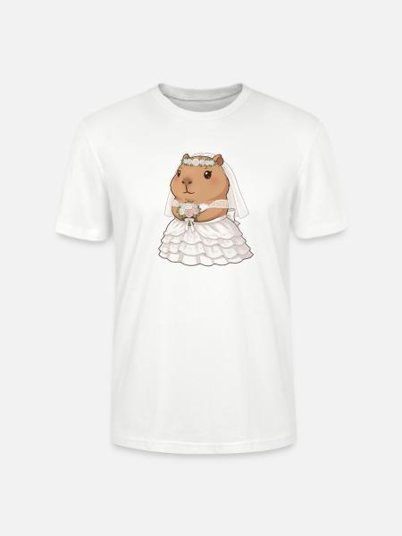 Capybara Braut an Hochzeit  - Stanley/Stella Unisex Bio-T-Shirt CRAFTER - Weiß