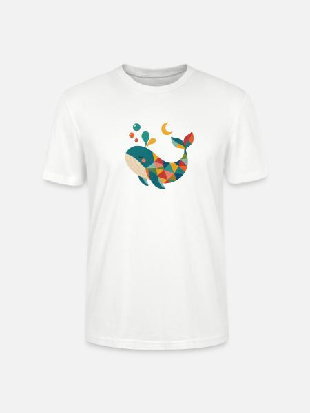 Farbiger Geometrie-Wal - Stanley/Stella Unisex Bio-T-Shirt CRAFTER - Weiß