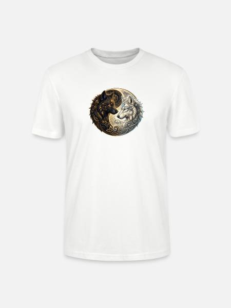 Celtic Wolves Yin Yang – Steampunk Harmony. - Stanley/Stella Unisex Bio-T-Shirt CRAFTER - Weiß