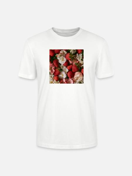 Romantische Erdbeeren und Blumen - Stanley/Stella Unisex Bio-T-Shirt CRAFTER - Weiß