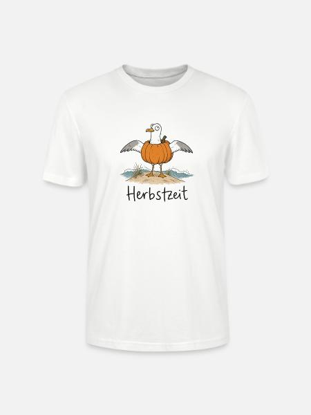 Herbstzeit – Lustige Möwe im Kürbis - Stanley/Stella Unisex Bio-T-Shirt CRAFTER - Weiß