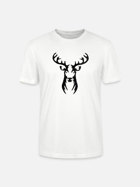 Stilisierte Hirschkopf-Silhouette - Stanley/Stella Unisex Bio-T-Shirt CRAFTER - Weiß