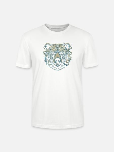 Porträt der Bären-Zigarre - Stanley/Stella Unisex Bio-T-Shirt CRAFTER - Weiß