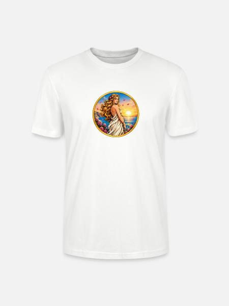 Sonnenuntergangsgöttin mit Rosen - Stanley/Stella Unisex Bio-T-Shirt CRAFTER - Weiß
