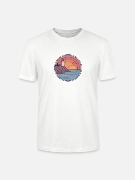 Küstenleuchtturm Sonnenuntergang Patch - Stanley/Stella Unisex Bio-T-Shirt CRAFTER - Weiß
