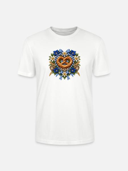 Brezel mit Edelweiß und Enzian - Stanley/Stella Unisex Bio-T-Shirt CRAFTER - Weiß