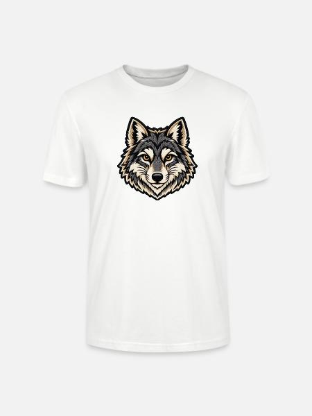 Wolfskopf im Patch-Look  - Stanley/Stella Unisex Bio-T-Shirt CRAFTER - Weiß