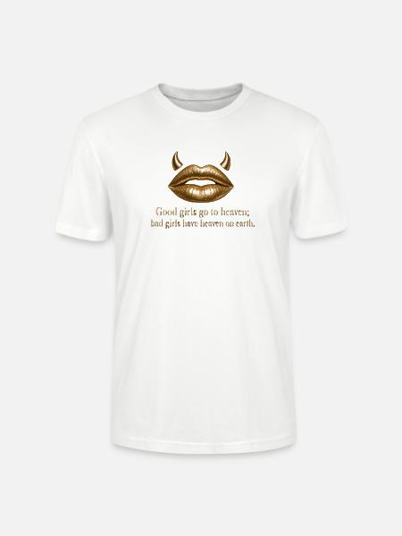 Goldene Lippen mit Teufelshörnern Zitat - Stanley/Stella Unisex Bio-T-Shirt CRAFTER - Weiß