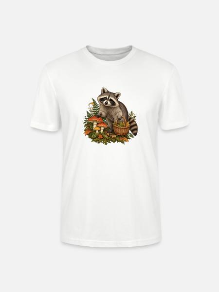 Waschbär beim Pilzsammeln - Stanley/Stella Unisex Bio-T-Shirt CRAFTER - Weiß