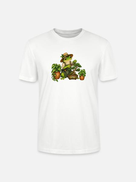 Frosch beim Bonsaischnitt - Stanley/Stella Unisex Bio-T-Shirt CRAFTER - Weiß