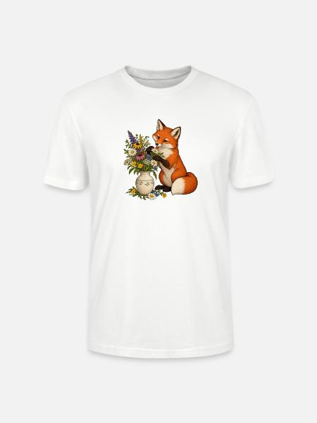 Fuchs arrangiert Wildblumen - Stanley/Stella Unisex Bio-T-Shirt CRAFTER - Weiß