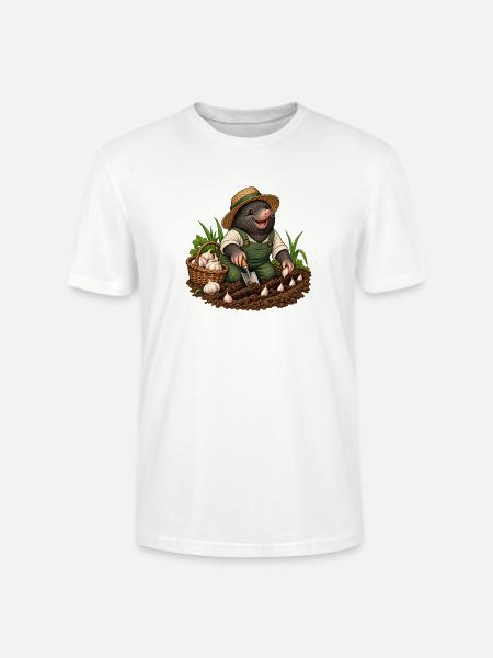Maulwurf pflanzt Knoblauch - Stanley/Stella Unisex Bio-T-Shirt CRAFTER - Weiß