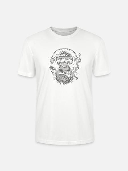 DJ Chimp mit Kopfhörern - Stanley/Stella Unisex Bio-T-Shirt CRAFTER - Weiß
