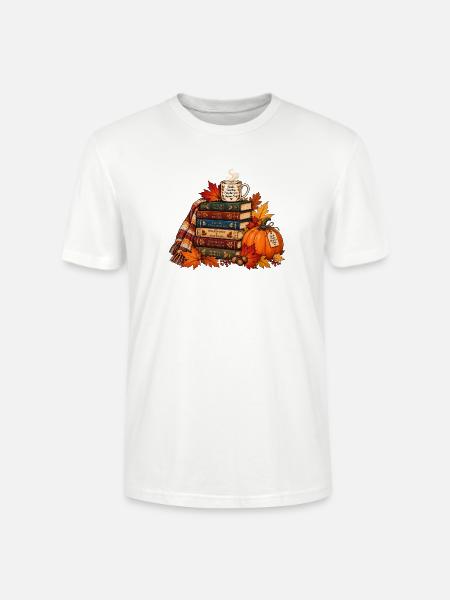 Gemütlicher Herbst Bücherstapel - Stanley/Stella Unisex Bio-T-Shirt CRAFTER - Weiß
