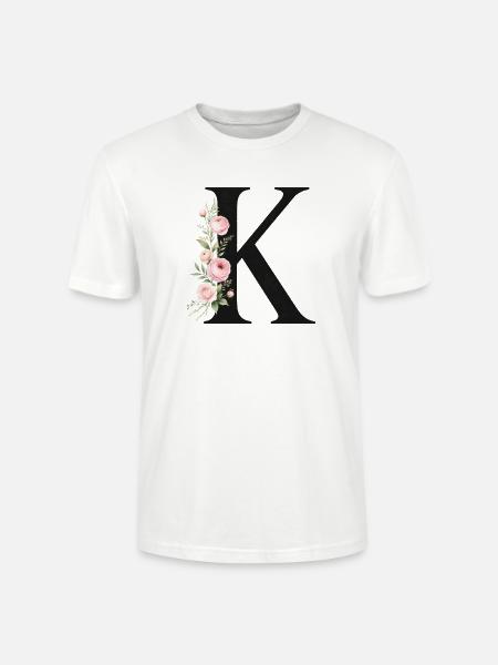 K Buchstabe Monogram Floral - Stanley/Stella Unisex Bio-T-Shirt CRAFTER - Weiß