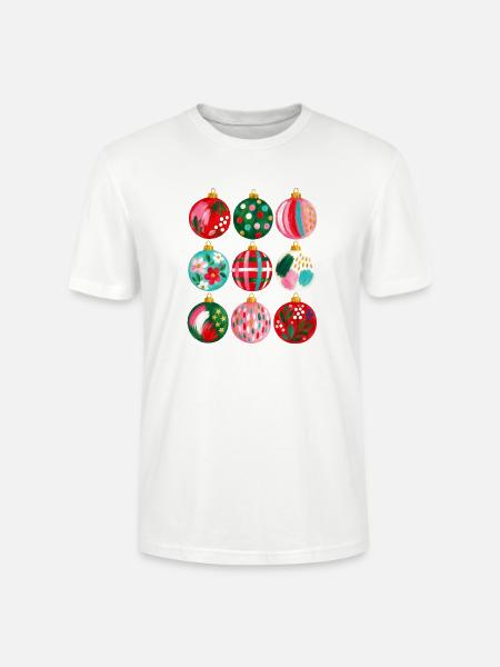 Weihnachten Boho Gemalte Christbaumkugeln - Stanley/Stella Unisex Bio-T-Shirt CRAFTER - Weiß