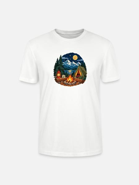 Mondnacht am Lagerfeuer - Stanley/Stella Unisex Bio-T-Shirt CRAFTER - Weiß