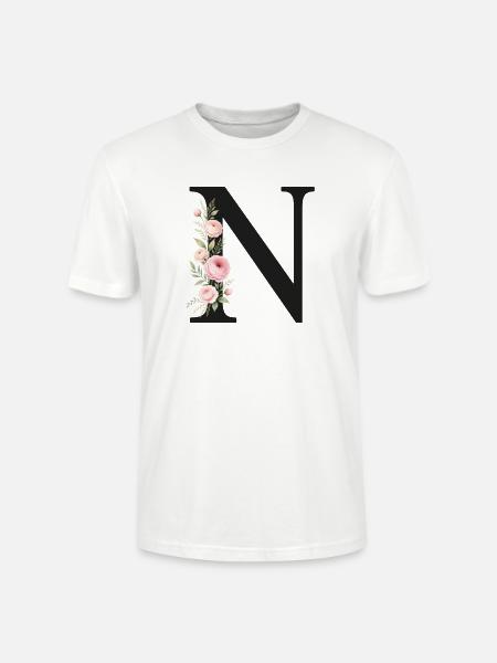 N Buchstabe Monogram Floral - Stanley/Stella Unisex Bio-T-Shirt CRAFTER - Weiß