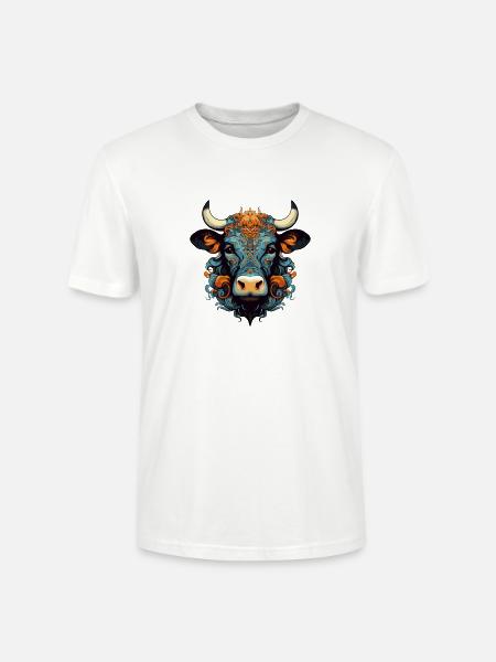 Stier Kopf Ornamente Bunt - Stanley/Stella Unisex Bio-T-Shirt CRAFTER - Weiß