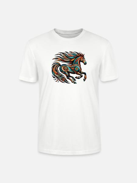 Indianisches Pferd Orange - Stanley/Stella Unisex Bio-T-Shirt CRAFTER - Weiß