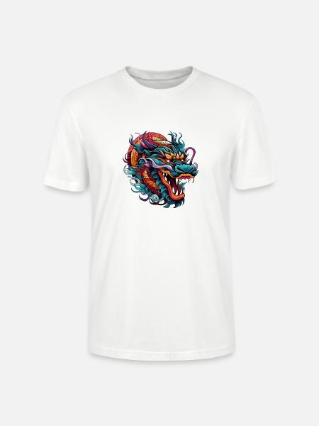 Farbenfroher Drachenkopf Neonstil - Stanley/Stella Unisex Bio-T-Shirt CRAFTER - Weiß