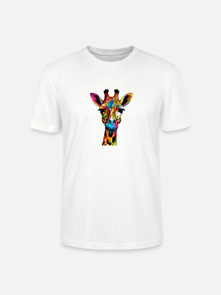 Bunte Giraffenkopf Pop Art - Stanley/Stella Unisex Bio-T-Shirt CRAFTER - Weiß