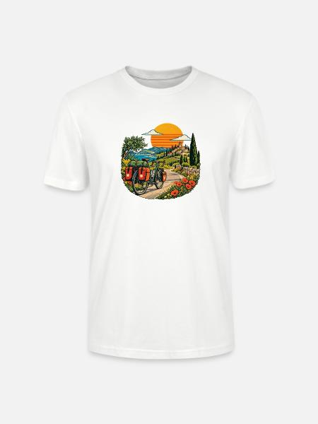 Sonnenuntergangs Radreise am Meer - Stanley/Stella Unisex Bio-T-Shirt CRAFTER - Weiß