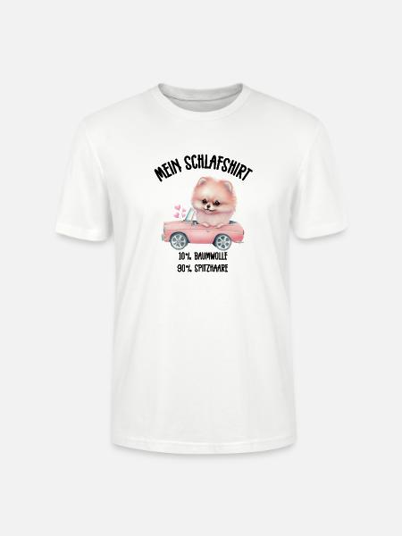Zwergspitz Schlafshirt Rosa Cabrio - Stanley/Stella Unisex Bio-T-Shirt CRAFTER - Weiß